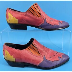 Vtg Mootsie Tootsie Houston Shoes Womens 6.5 Pink Western Cowgirl Point Leather